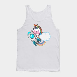 cute unicorn with rocket Tank Top